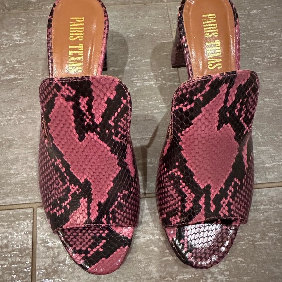Paris Texas Pink and Black Snakeskin Mules Size 38.5 (Size 8) - Picture 4 of 5